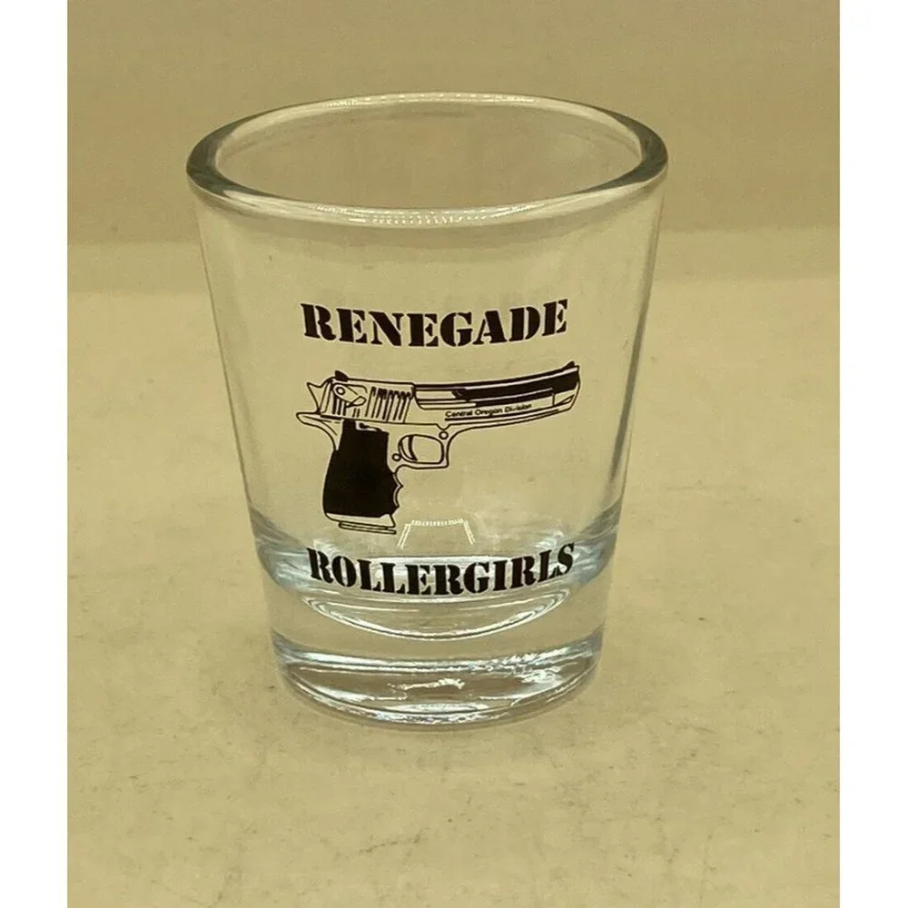 Shot Glass Renegade Rollergirls Girls Ladies Roller Derby 2.25